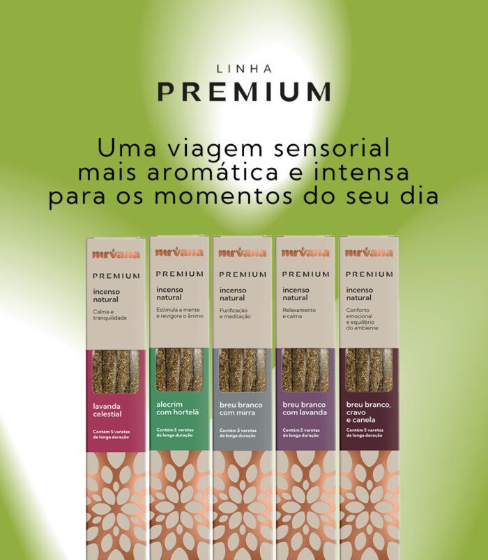 A Linha Premium Nirvana tem um diferencial especial. Cada incenso é produzido de maneira 100_ ar